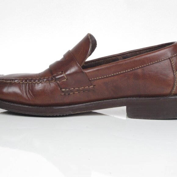 Cole Haan mens shoes brown leather penny loafer casual pinch slip-on size 7 B - Picture 4 of 11